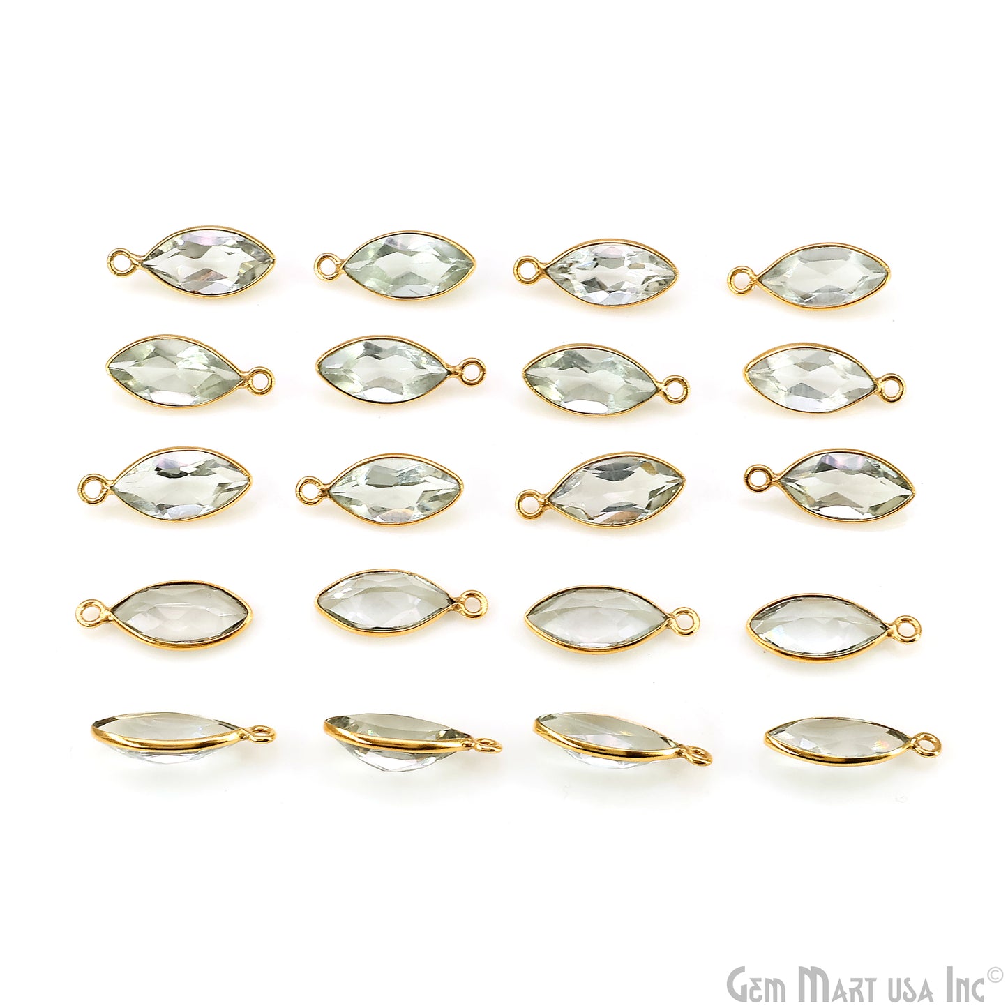 Marquise 7x14mm Brilliant Cut Gold Plated Bezel Single Bail Connector