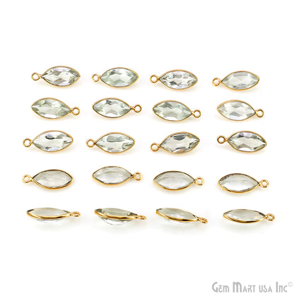 Marquise 7x14mm Brilliant Cut Gold Plated Bezel Single Bail Connector