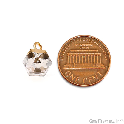 Gemstone Hexagonal Prism Shape Pendant 12x10mm Gold Plated Charm for DIY Jewelry