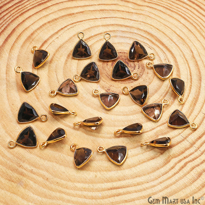 Trillion 8mm Brilliant Cut Gold Plated Bezel Single Bail Gemstone Connector