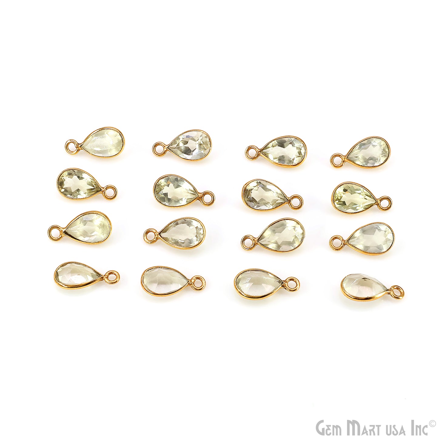 Pears 6x9mm Brilliant Cut Gold Plated Bezel Single Bail Gemstone Connector