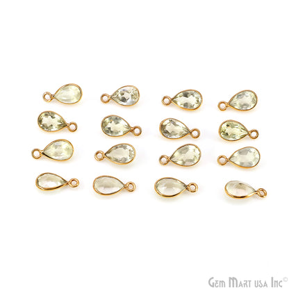 Pears 6x9mm Brilliant Cut Gold Plated Bezel Single Bail Gemstone Connector
