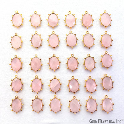 Oval 21x15mm Design Bezel Gold Plated Single Bail Gemstone Connector