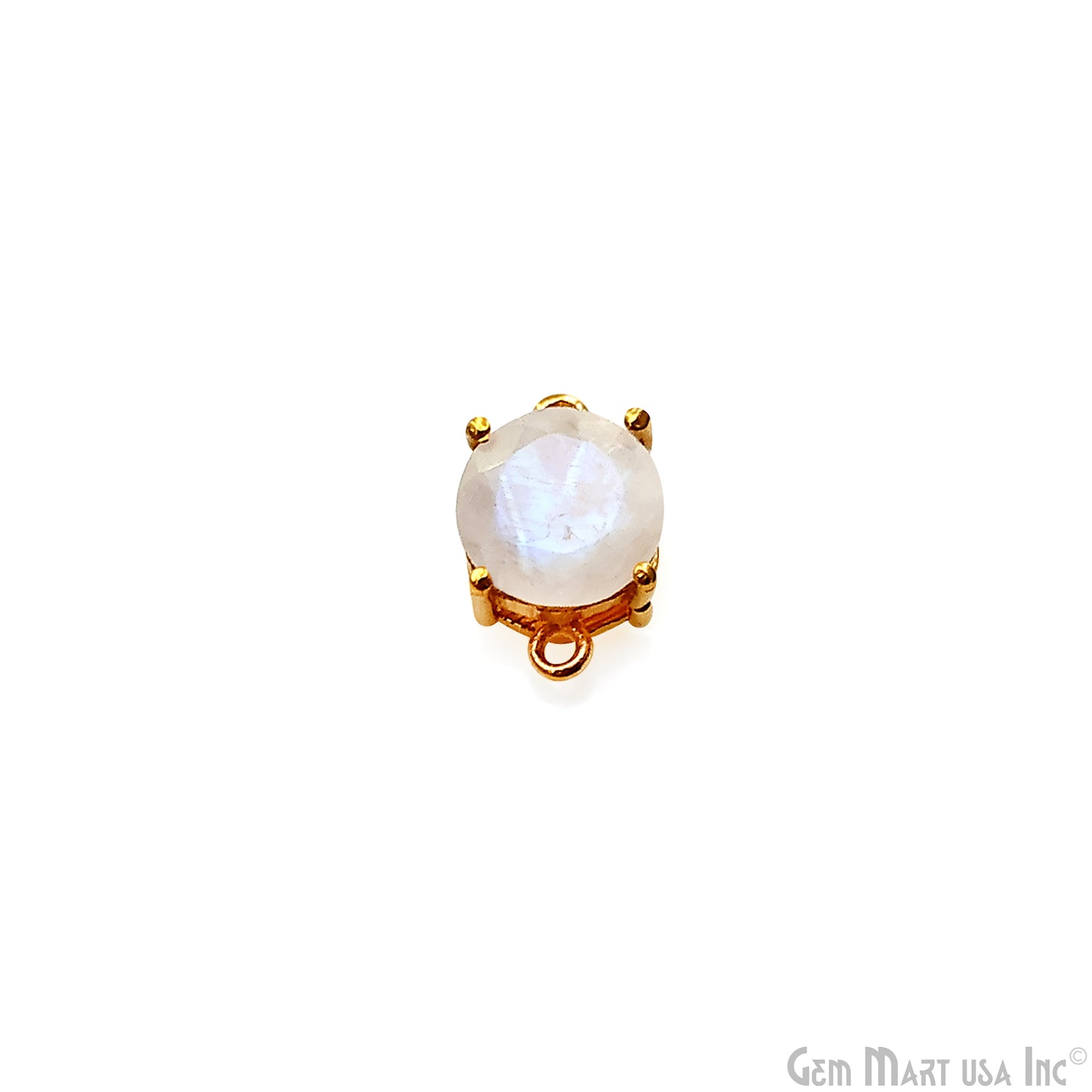 Rainbow Moonstone Prong Setting Gold Plated Flashy Gemstone Connector