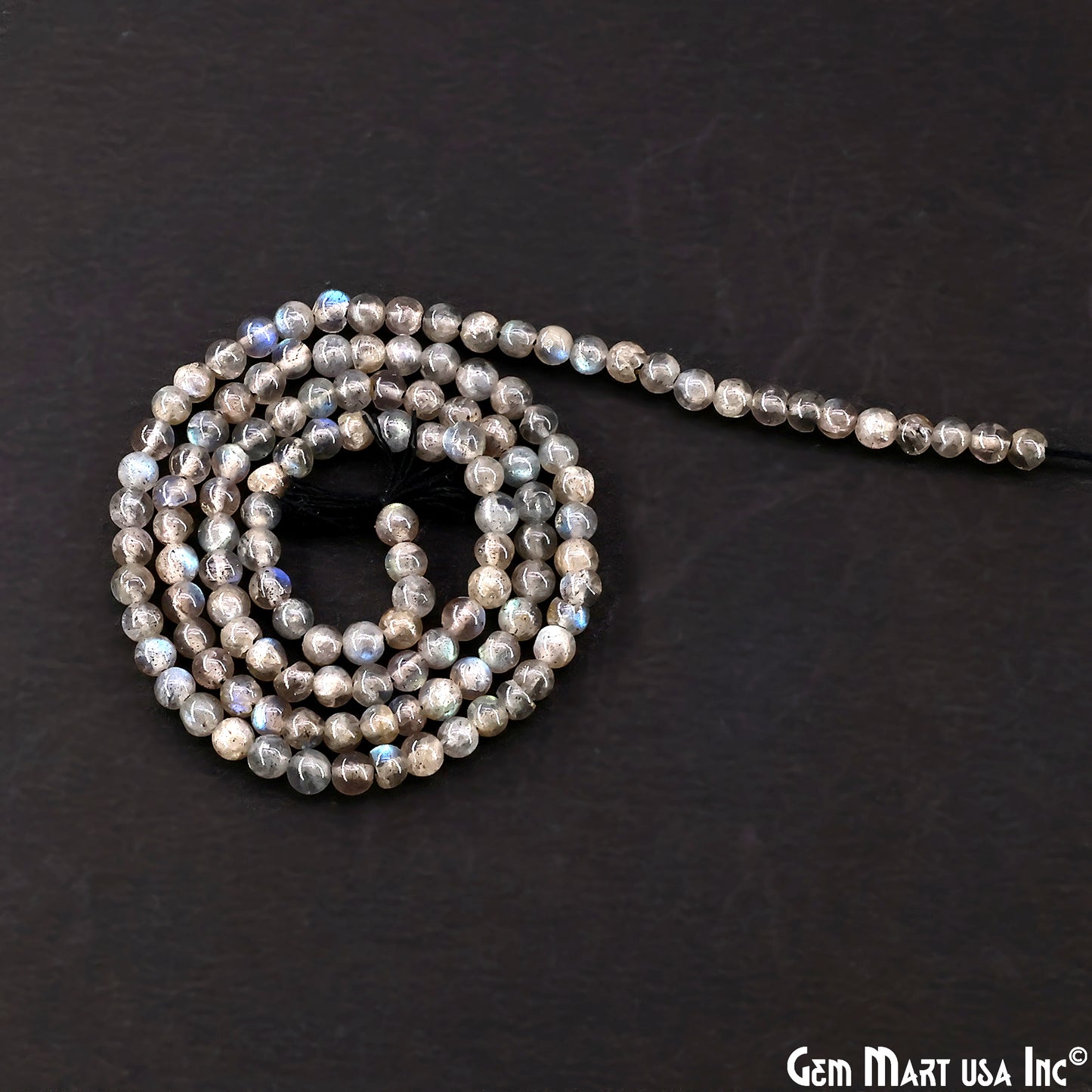 Labradorite Smooth Round Drilled Beads 3-4mm Waist Beads, Rondelle Bead Strand 14 Inch