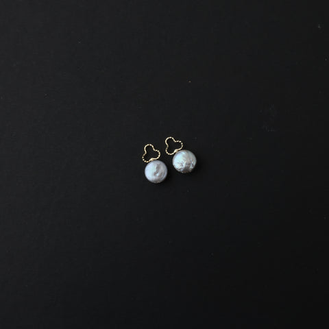Freshwater Baroque Black Pearl Charm Gold Finding Clover Loop 19x14mm 1pair