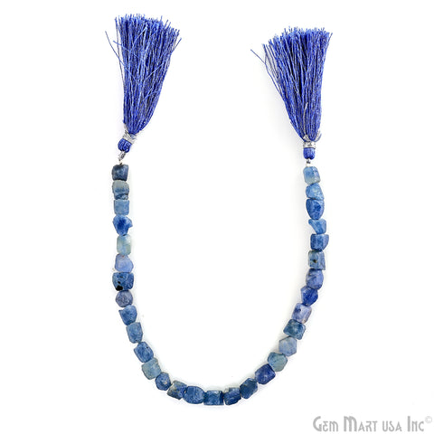 Sapphire Rough Beads, 9 Inch Gemstone Strands, Drilled Strung Briolette Beads, Free Form, 7x5mm