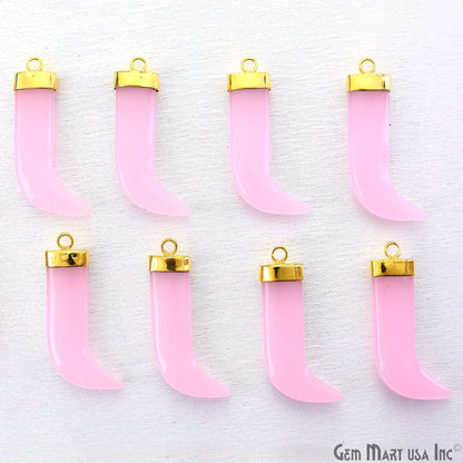 Tiger Nail Gemstone 41x10mm Gold Plated Gemstone Connector