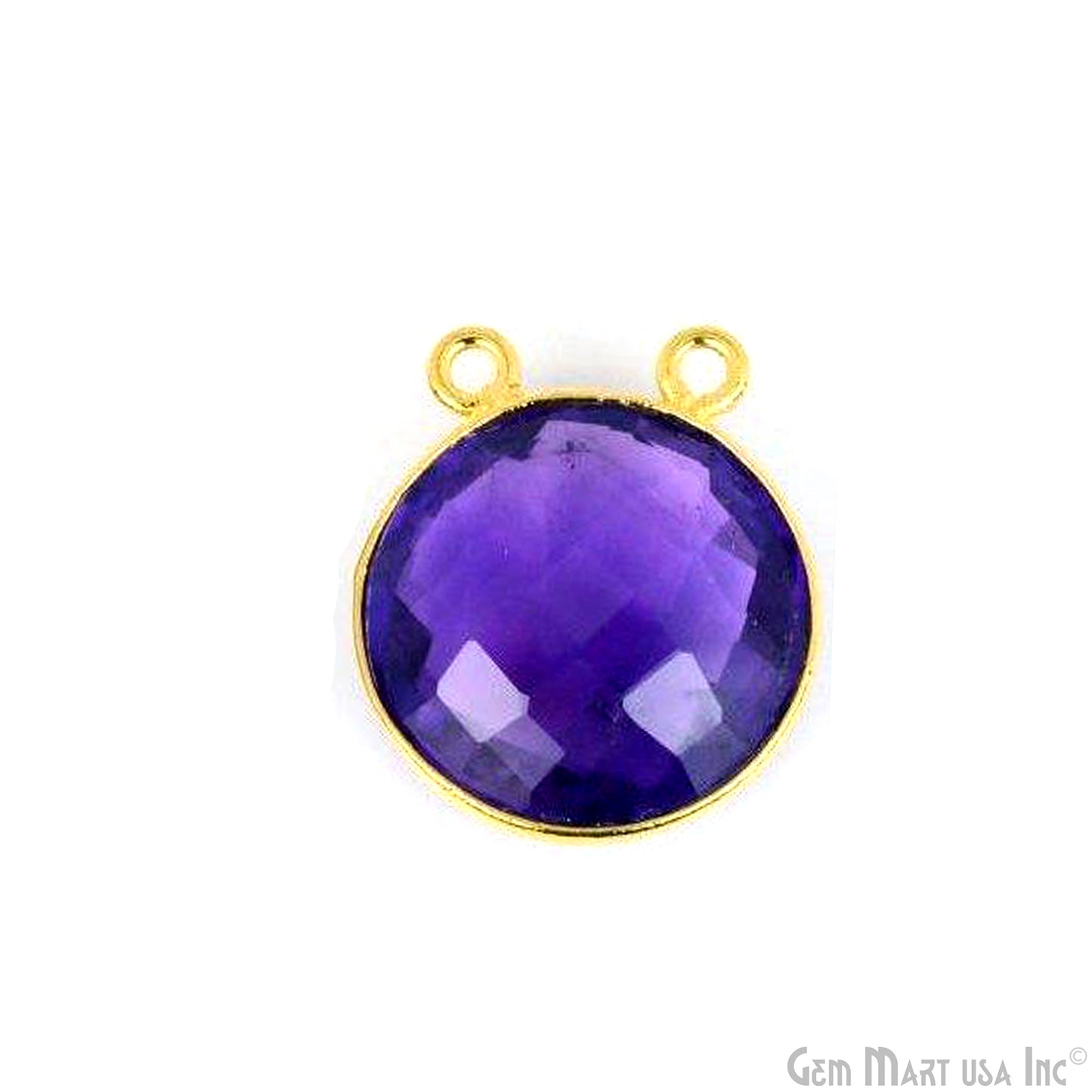 Round 16mm Cat Bail Gold Bezel Gemstone Connector