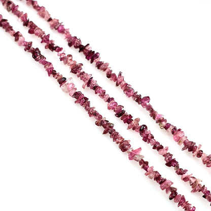 Pink Tourmaline Chip Beads, 34 Inch, Natural Chip Strands, Drilled Strung Nugget Beads, 3-7mm, Polished, GemmartUSA (CHTO-70001)