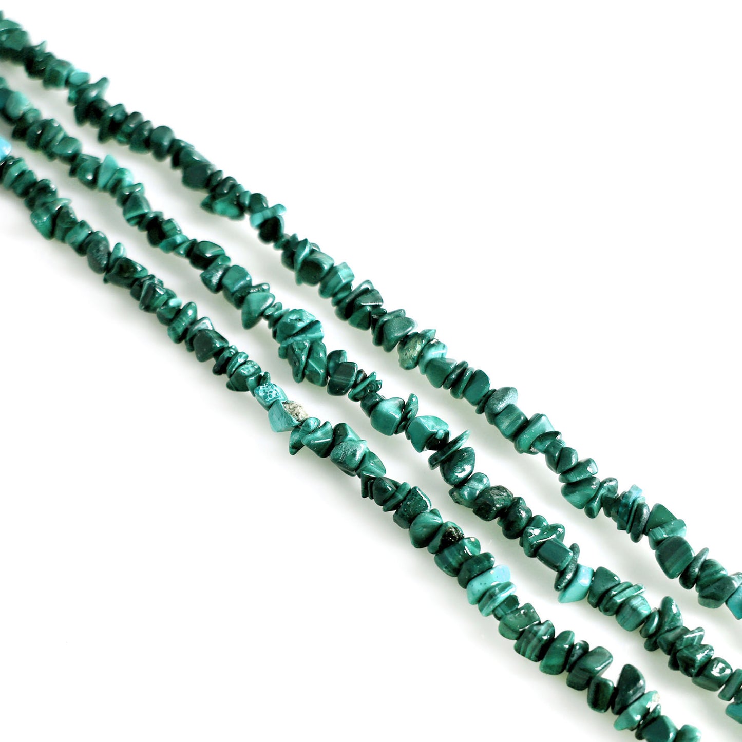 Malachite Chip Beads, 34 Inch, Natural Chip Strands, Drilled Strung Nugget Beads, 3-7mm, Polished, GemMartUSA (CHMC-70001)