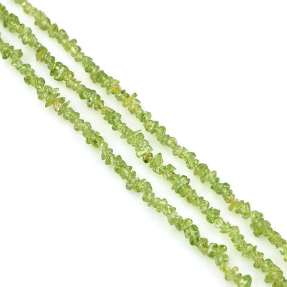 Peridot Chip Beads, 34 Inch, Natural Chip Strands, Drilled Strung Nugget Beads, 3-7mm, Polished, GemMartUSA (CHPD-70001)