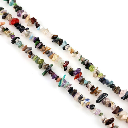 Multicolor Chip Beads, 34 Inch, Natural Chip Strands, Drilled Strung Nugget Beads, 3-7mm, Polished, GemMartUSA (CHMX-70001)