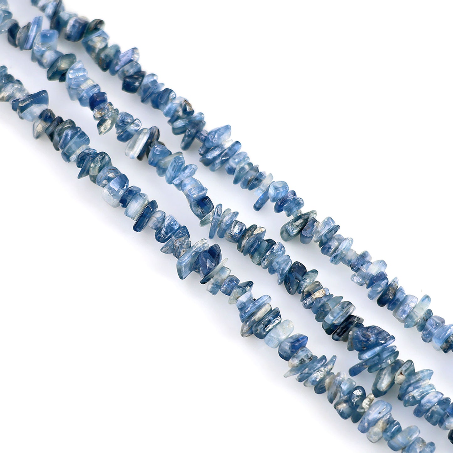 Kyanite Chip Beads, 34 Inch, Natural Chip Strands, Drilled Strung Nugget Beads, 3-7mm, Polished, GemMartUSA (CHKY-70001)