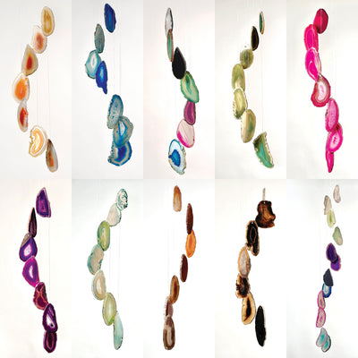 Gemstone Wind Chime, Natural Agate Slices, Crystal...