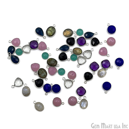 Silver Plated Connector Bulk Lot, Double Bail Bezel Gemstones, Jewelry Making Supplies, Jewelry Starter Kit, 18 pcs Craft Pack, GemMartUSA
