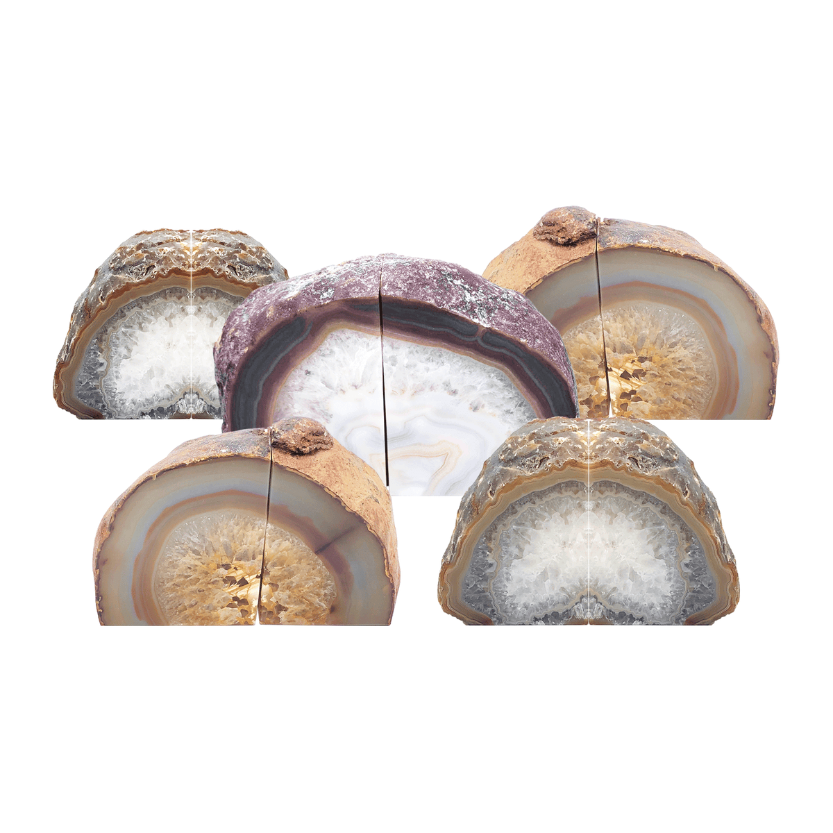 Natural Agate Bookend Pair, Natural Geode Bookend, Healing Crystal Bookend Set, Home Decor. *Ships Free (BKNA)