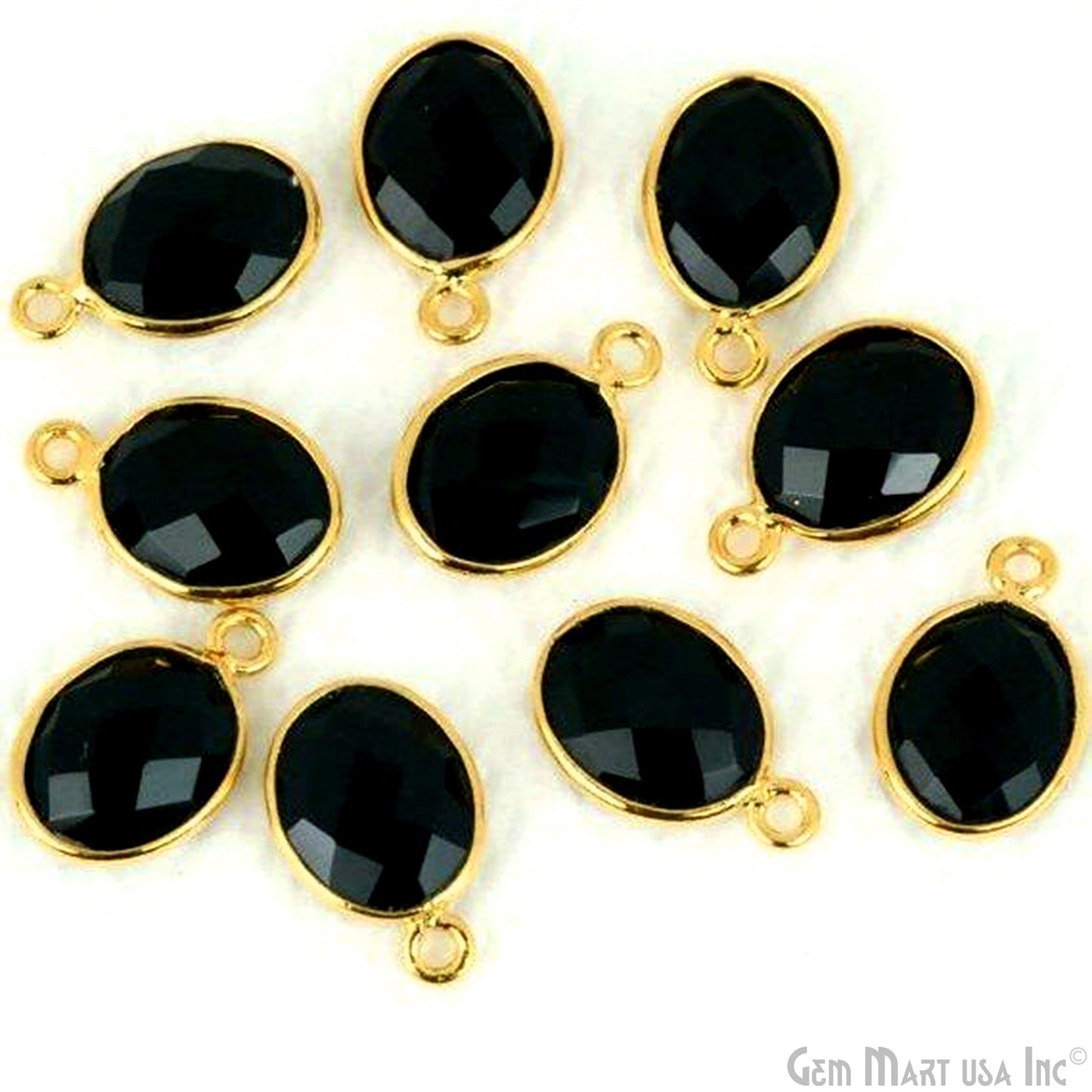 Oval 9x11mm Single Bail Gold Bezel Gemstone Connector