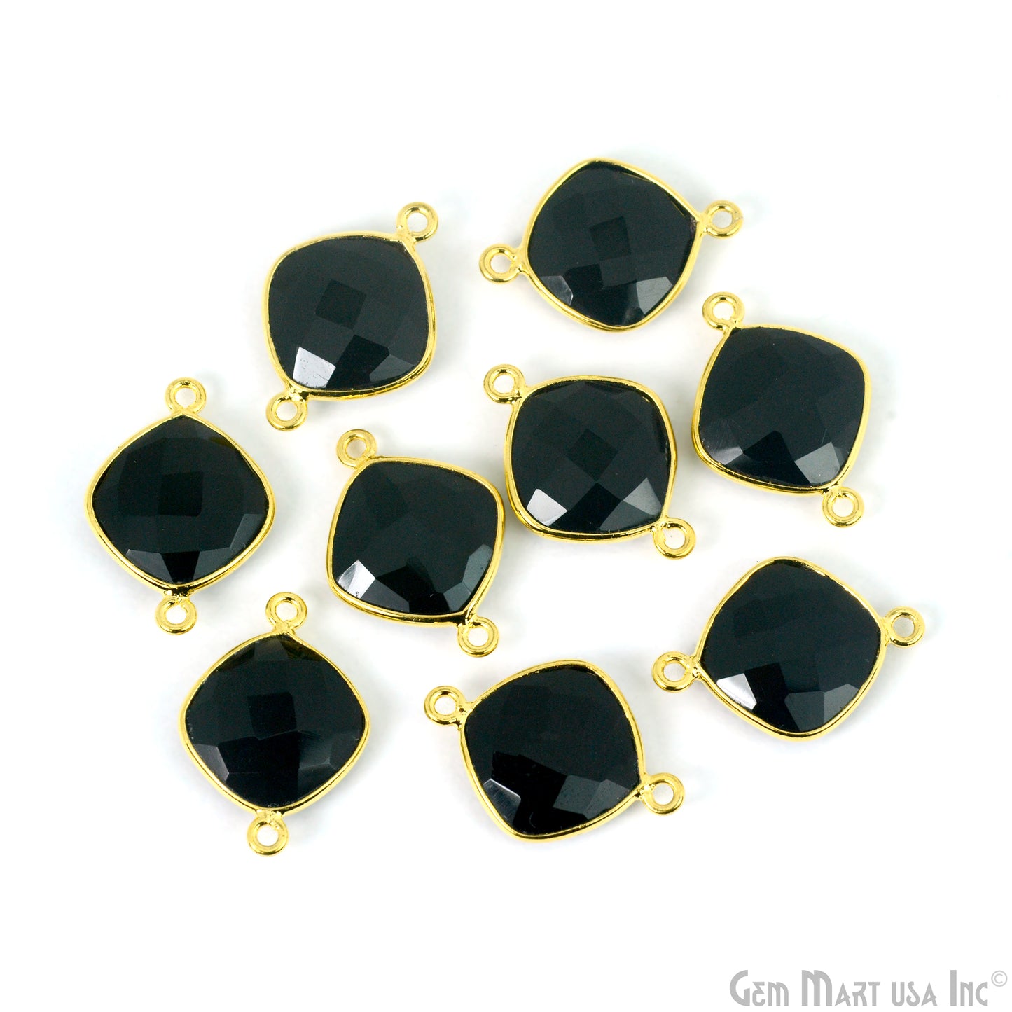 Cushion 12mm Double Bail Gold Bezel Gemstone Connector