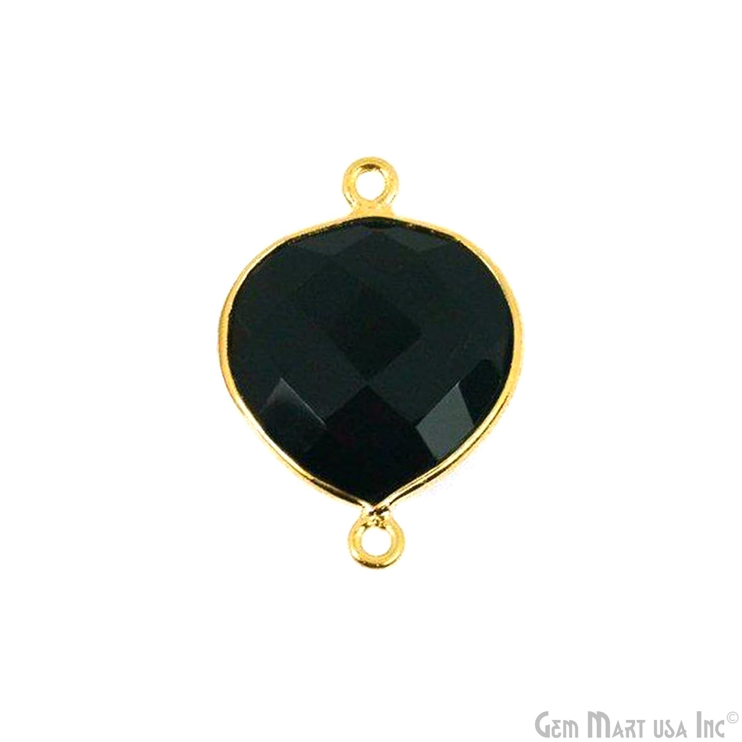 Heart 16mm Double Bail Gold Bezel Gemstone Connector