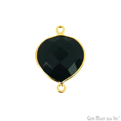 Heart 16mm Double Bail Gold Bezel Gemstone Connector