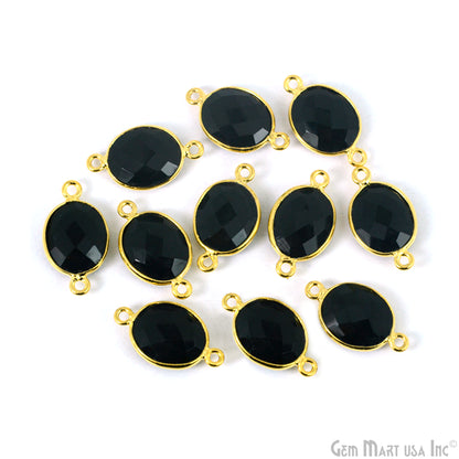 Oval 10x12mm Double Bail Gold Bezel Gemstone Connector