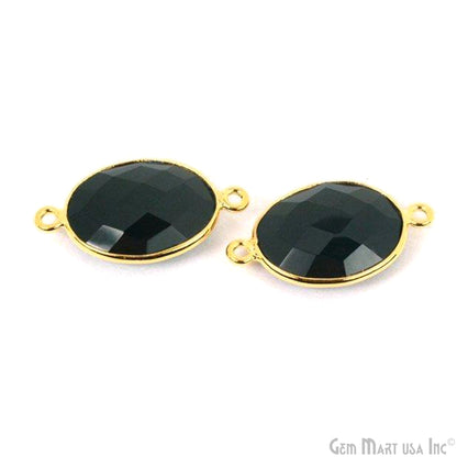 Oval 12x16mm Double Bail Gold Bezel Gemstone Connector