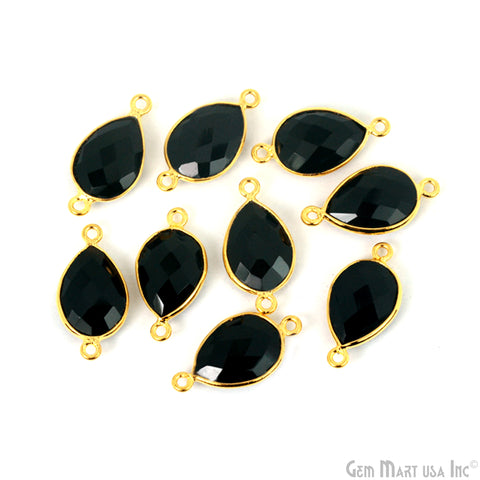 Pear 10x14mm Double Bail Gold Bezel Gemstone Connector