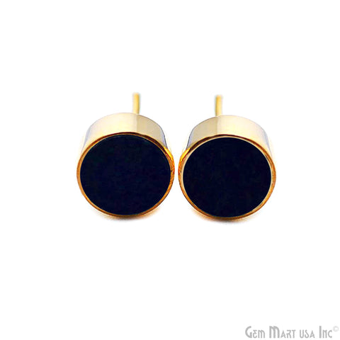 Gold Plated 8mm Round Gemstone Stud Earrings (Pick Your Gemstone)