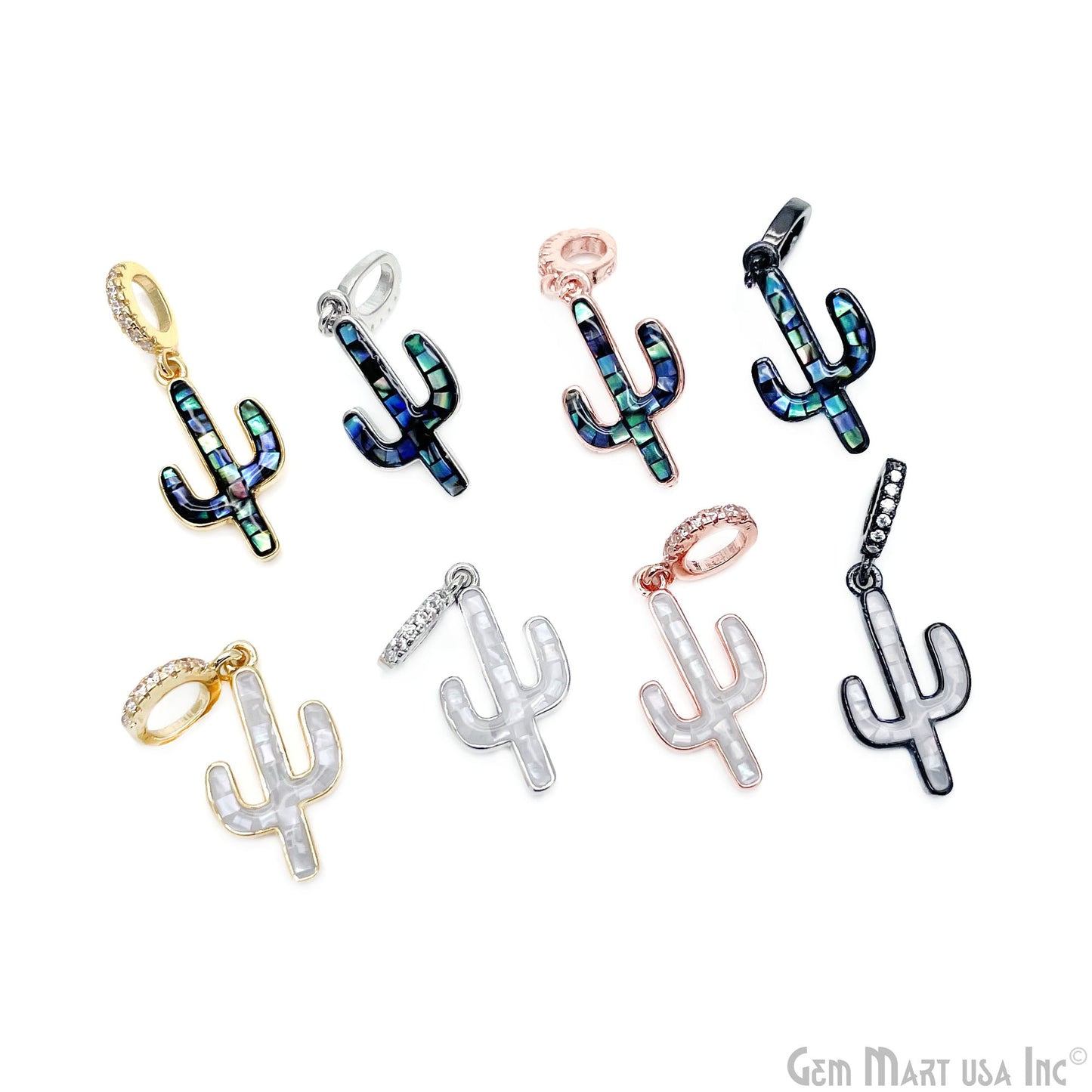 Shell Cactus Charm Pendant 30x12mm Single Bail Bracelet Charm Jewelry GemMartUSA