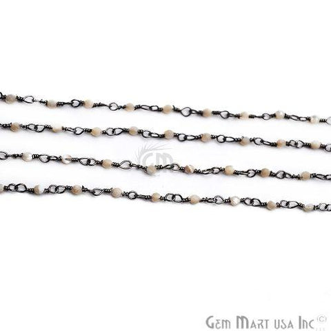 Mother of Freshwater Pearl Rondelle Oxidized Wire Wrapped Rosary Chain (762995245103)
