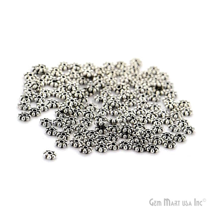 20pc Lot Of 4mm Large Hole Antique Silver Spacer Beads