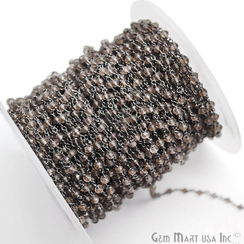 Smoky Topaz Oxidized Wire Wrapped Beads Rosary Chain