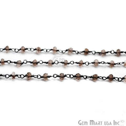 Smoky Topaz Oxidized Wire Wrapped Beads Rosary Chain