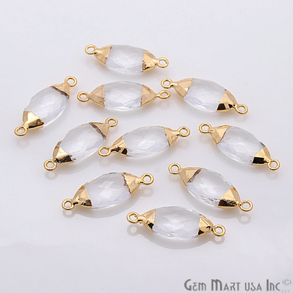 Crystal Gold Electroplated 10x20mm Marquise Gemstone Connector