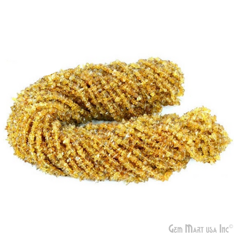 Dark Citrine Chip Beads, 34 Inch, Natural Chip Strands, Drilled Strung Nugget Beads, 3-7mm, Polished, GemMartUSA (CHCI-70002)