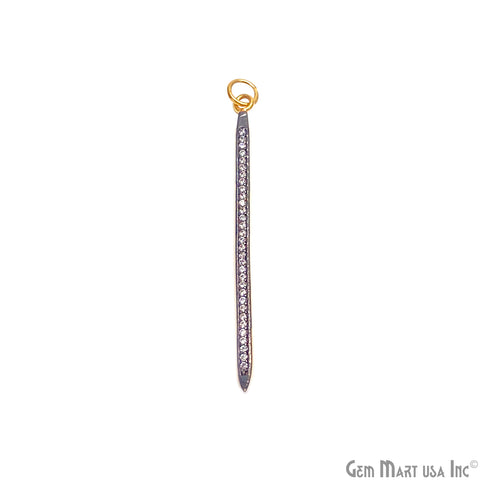 SPIKE Shape Necklace Pendant 2x52mm Cubic Zirconia Gold Vermeil Pave Charm