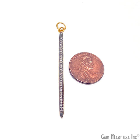 SPIKE Shape Necklace Pendant 2x52mm Cubic Zirconia Gold Vermeil Pave Charm