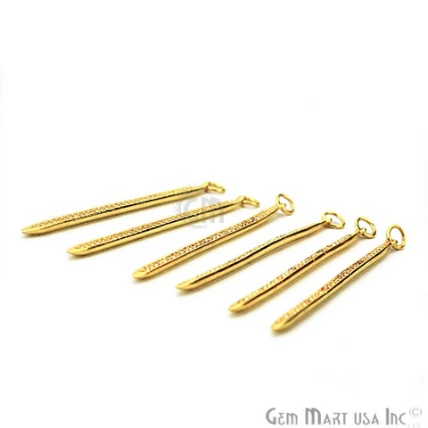 Spoke Shape Cubic Zircon Pave Gold Vermeil Charm For Bracelet & Pendants