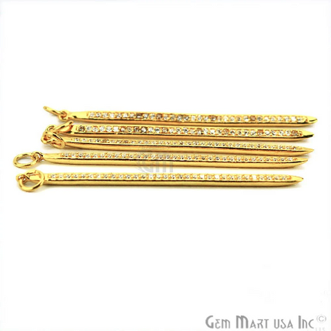Spoke Shape Cubic Zircon Pave Gold Vermeil Charm For Bracelet & Pendants