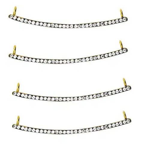 Bar Shape Cubic Zircon Pave Gold Vermeil Charm For Bracelet & Pendants