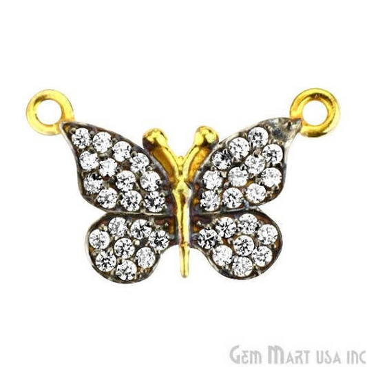 Butterfly Charm Cubic Zircon Pave Gold Vermeil Charm For Bracelet & Pendants