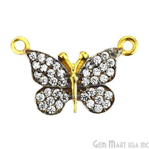 Butterfly Charm Cubic Zircon Pave Gold Vermeil Charm For Bracelet & Pendants