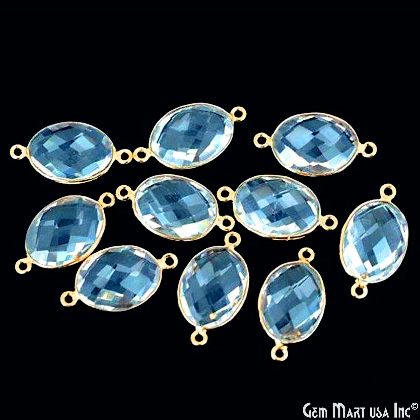 Oval 12x16mm Double Bail Gold Bezel Gemstone Connector