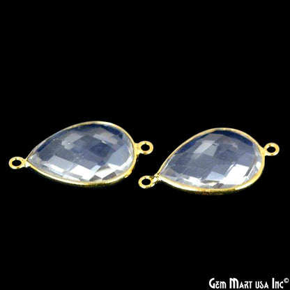 Pear 15x20mm Double Bail Gold Bezel Gemstone Connector