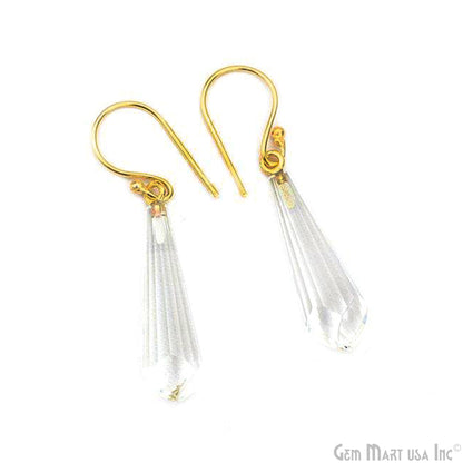 Dangle 45x9mm Gold Plated Gemstone Hook Earrings (Pick your Gemstone) (90107-1)