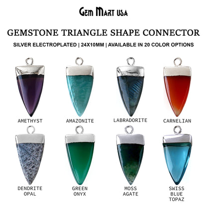 Gemstone Triangle 24x10mm Silver Electroplated Single Bail Connector