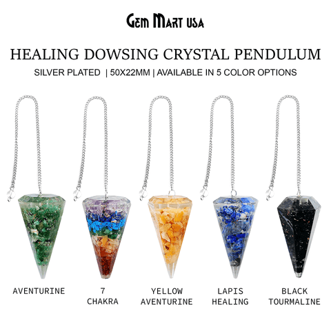 Pendulum, Healing Crystal, Dowsing Pendulum, Wiccan Dowser, Radiesthesia, Silver Chain