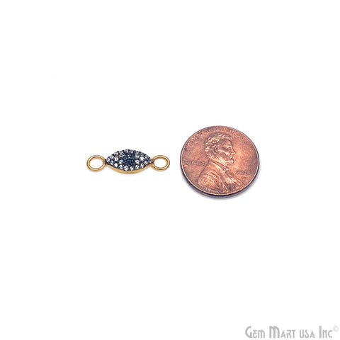Cubic Zircon Pave 'Marquise' Shape Charm in Gold Vermeil 12x6mm Pendant Connector