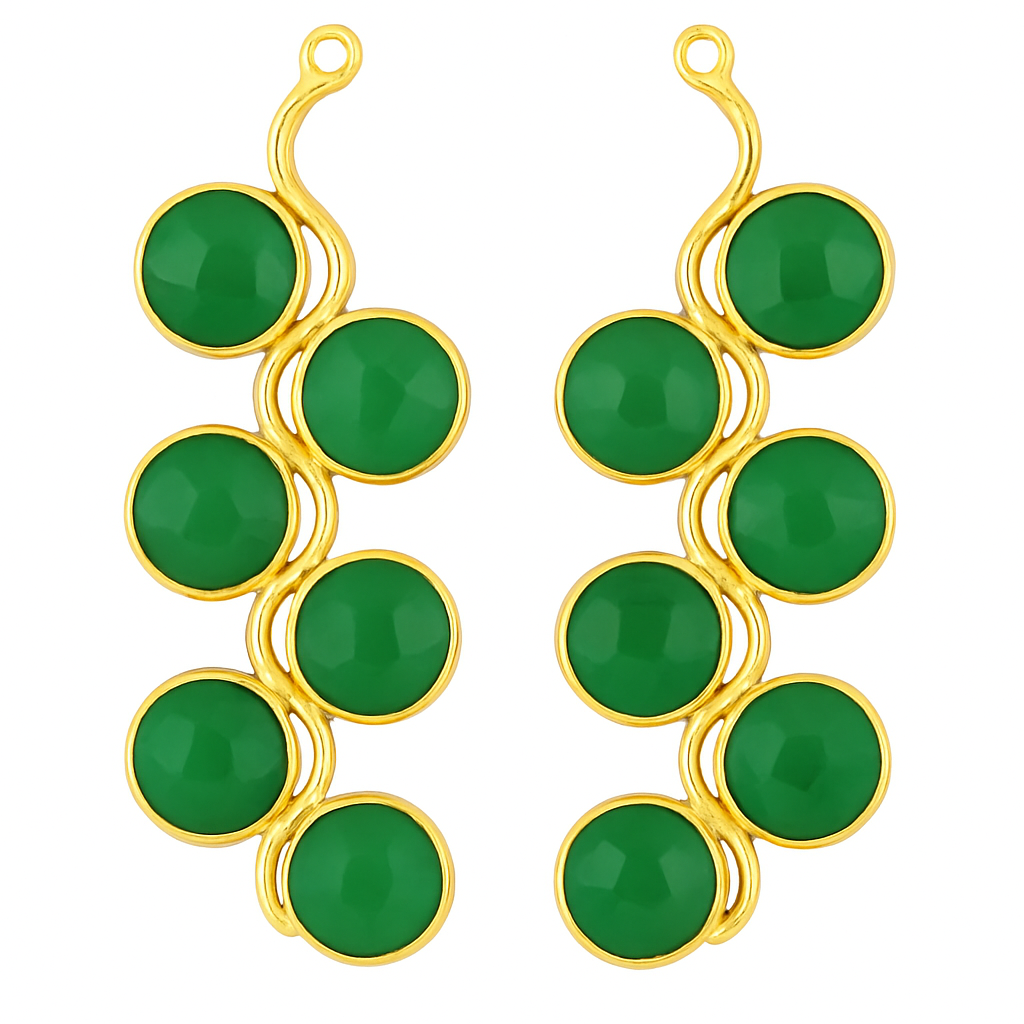 Wavy Design 41x20mm Gold Plated Gemstone Bezel Component